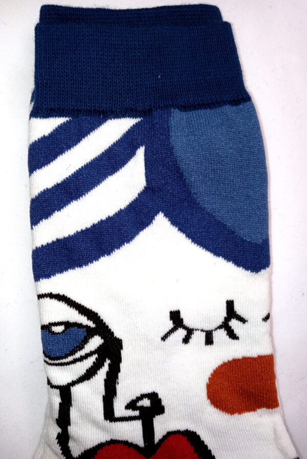 Abstract Face Socks – Blue Toe