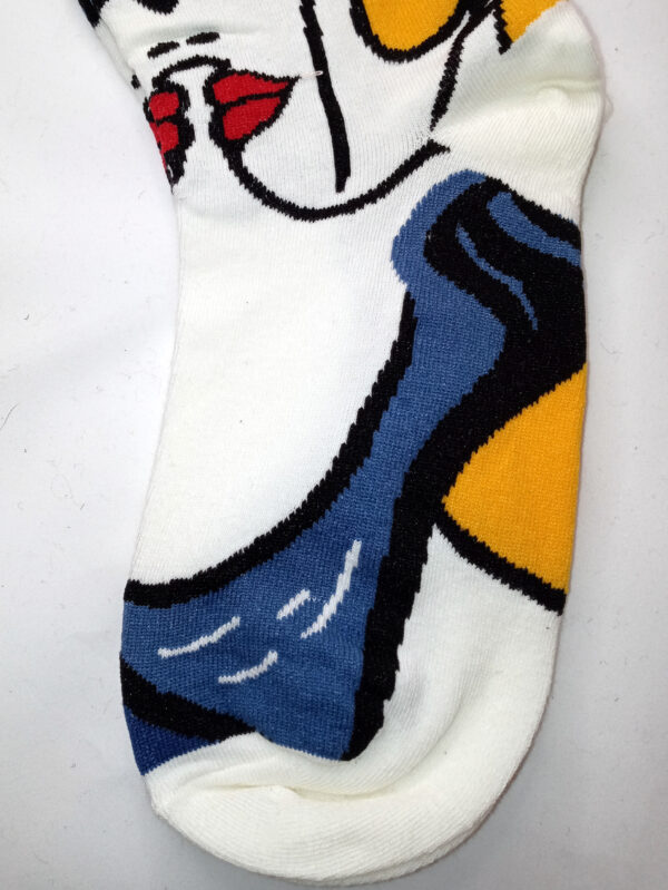 Abstract Face Socks – White Toe