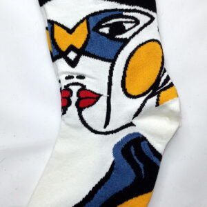 Abstract Face Socks – White Toe