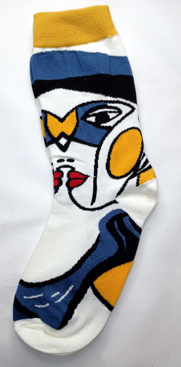 Abstract Face Socks – White Toe