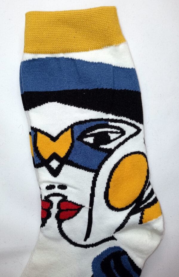 Abstract Face Socks – White Toe