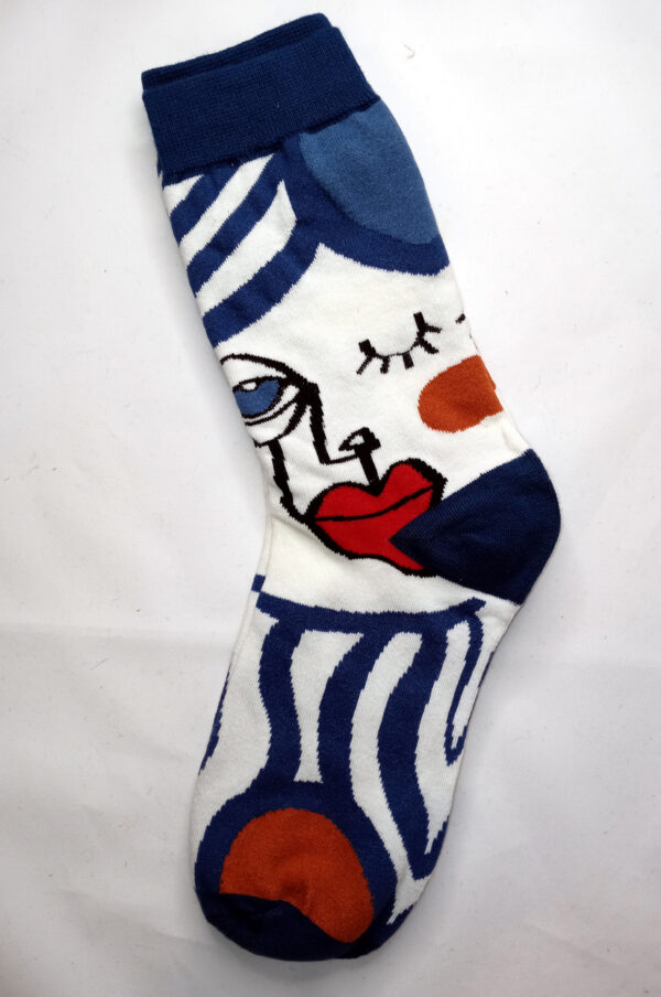 Abstract Face Socks – Blue Toe