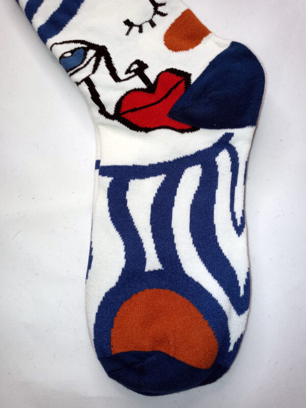 Abstract Face Socks – Blue Toe