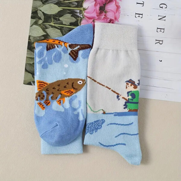 Men's Novelty Fishing Pattern Socks