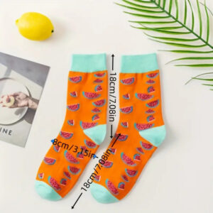 Fashionable Food Socks for the Foodie - Watermelon - Orange BG