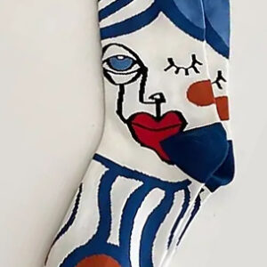 Abstract Face Socks - Blue Toe