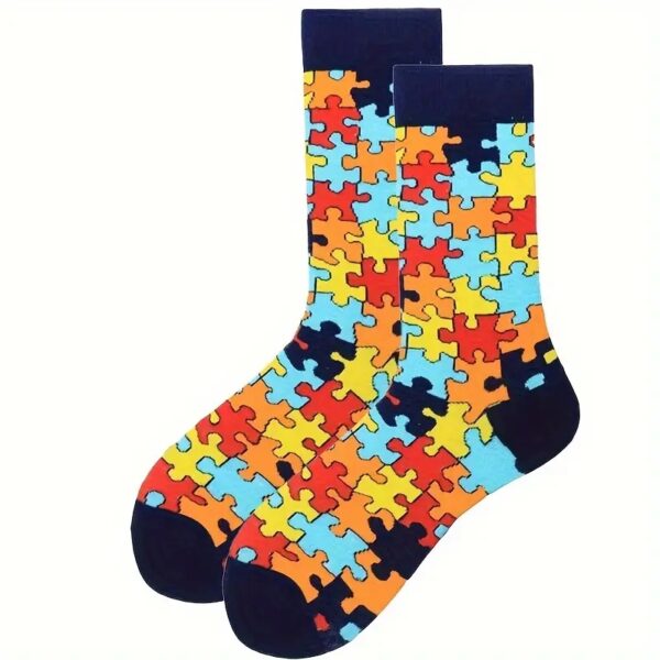 Colorful Puzzle Pattern Socks