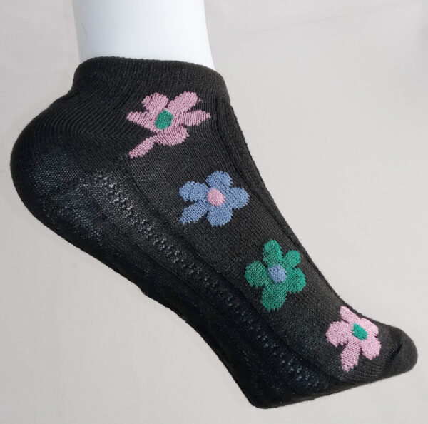 Vibrant Floral Print Anklet Socks - Black