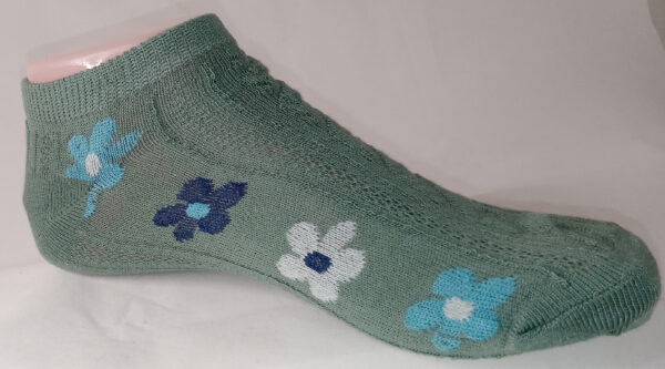 Vibrant Floral Print Anklet Socks - Green