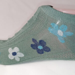 Vibrant Floral Print Anklet Socks - Green