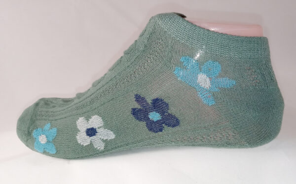 Vibrant Floral Print Anklet Socks - Green