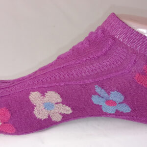 Vibrant Floral Print Anklet Socks - Purple