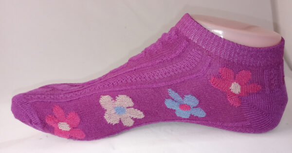 Vibrant Floral Print Anklet Socks - Purple