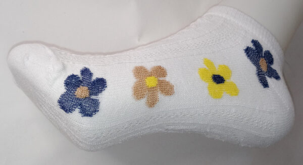 Vibrant Floral Print Anklet Socks - White