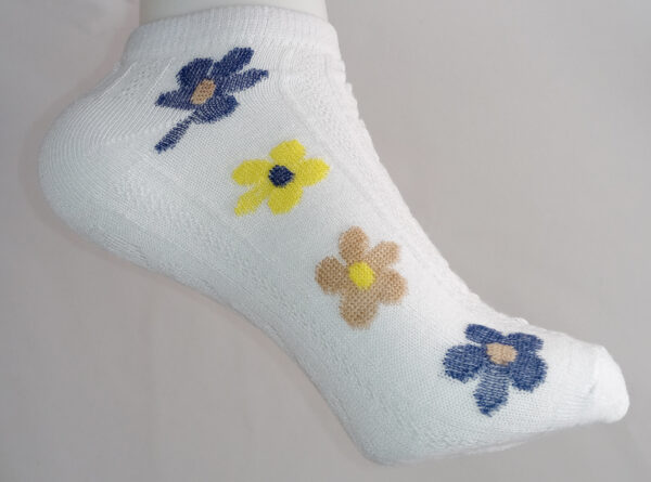 Vibrant Floral Print Anklet Socks - White