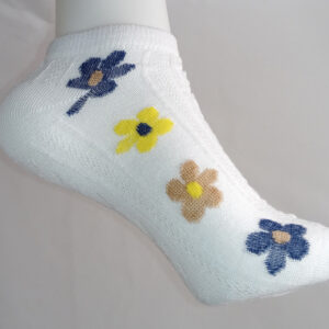 Vibrant Floral Print Anklet Socks - White