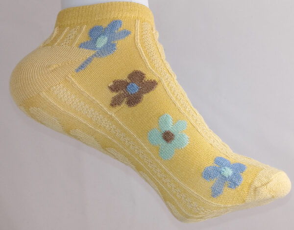 Vibrant Floral Print Anklet Socks - Yellow